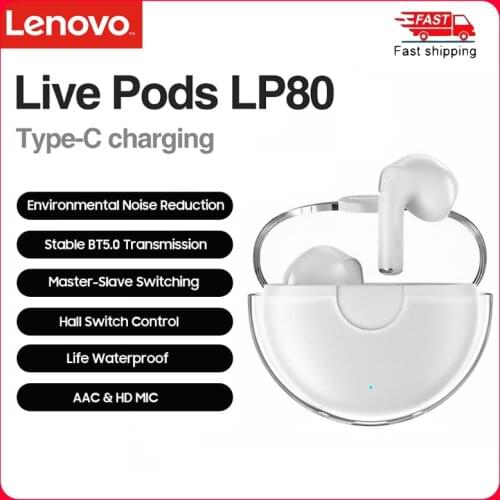 Original Lenovo LP80 BT 5.0 Wireless Earphones Sport Waterproof Headsets Low-Latency Gaming Headset Music Touch Control Earbuds