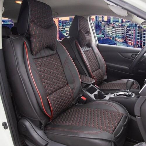 Luxury Leather Car Seat Cover 5-Piece Front / Rear Set UNIVERSAL, Hexagon Series - ODAC Tuning