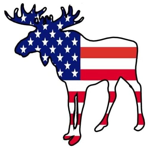 Christmas Deer Silhouette with AMERICAN Flag Decal Sticker for Truck Car Bumper or Tumbler