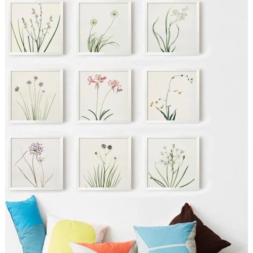 Modern Minimalistic Flowers Canvas Painting Small Fresh Green Plant Photo Wall Art Poster Living Room Decoration Pictures Mural