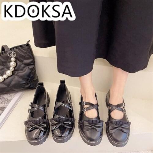 2021 summer/autumn new lacy soft sister shoes Ma low heel round head small leather shoes