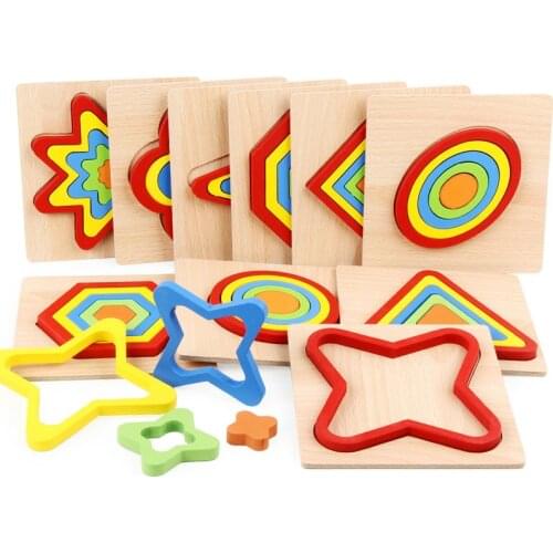 Montessori Early Childhood Education Geometry Teaching Aids Baby Wooden Three-dimensional Educational Toys