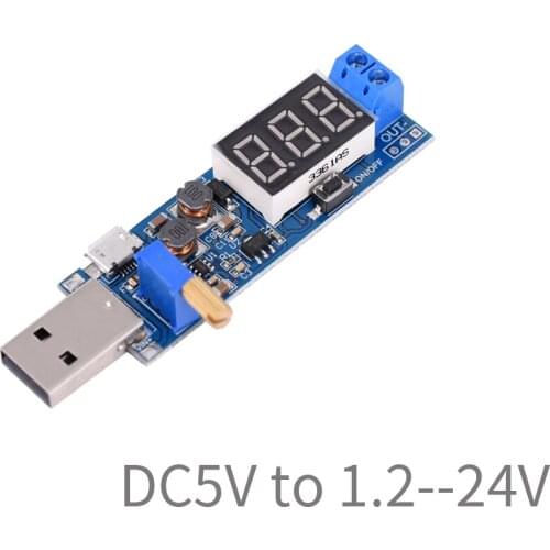 Usb boost 5v to 1.2v3.3v6v9v12v24v power module boost circuit chip adjustable voltage digital display 5V to 1.2--24V 3W