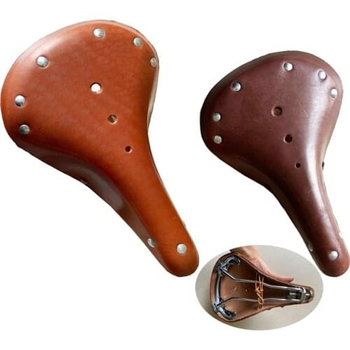 Cowhide real leather dual rail manual handwork Vintage bicycle seat saddle