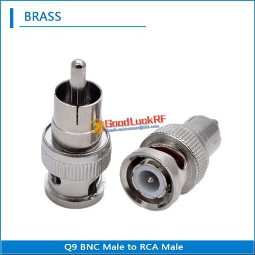 High-quality Q9 BNC Male To RCA Male Connector Socket Plug Nickel Plated Brass Straight Coaxial RF Adapters Brass
