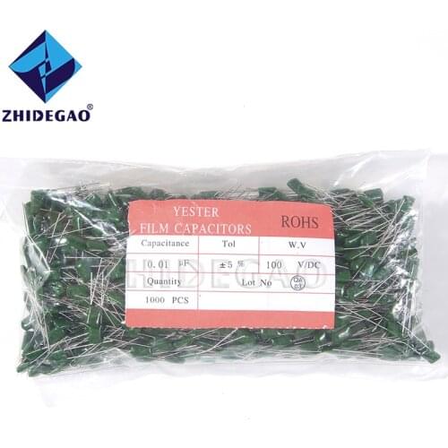 ZHIDDEGAO 1000pcs Polyester Film Capacitor 250V 400V 630V 1000V 1nF 10nF 100nF 2E222J 2E104J 2J102J 2J103J 2J473J 2G103J 3A332J