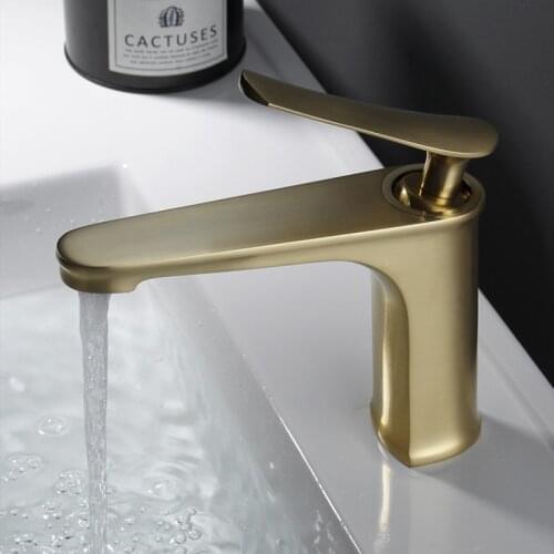 Bathroom Brush gold Basin Faucet Hot and Cold Copper Single Lever Water Mixer Crane