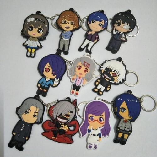 1PCS 6 to 9CM Tokyo Ghoul Japan cartoon Anime Key Chain PVC Figure Keyring Toys Keychain Keyholder Birthday Gift NEW Trinkets