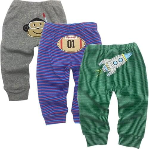 0-2years Baby Clothing Pants Boys Girls Spring Summer Cotton Elastic Waist Cartoon PP Trousers Newborn Infant 3pcs