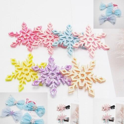 50 Pcs Christmas Decoration Snowflake Piece Gold White Hair Clip Material Gold White Snowflake Jewelry Decorative Accessories