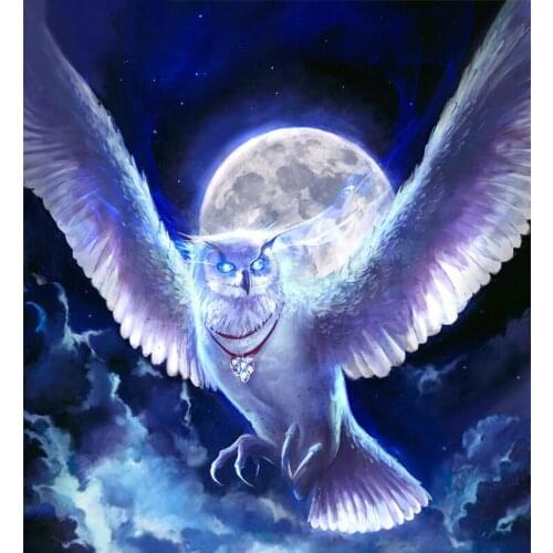 Diamond Painting Full Square/Round Drill Winged White Owl Strong 5D Daimond Painting Embroidery Crystal Mosaic Rhinestone