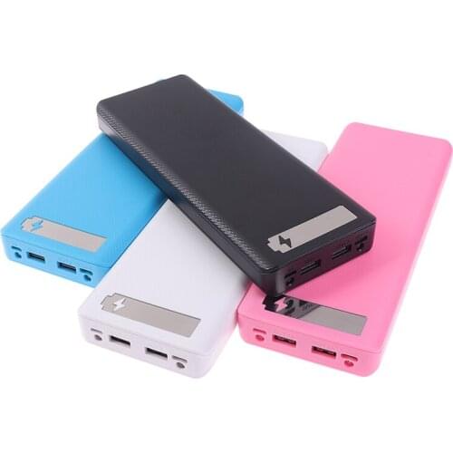 Dual Usb Diy Lcd Display 10X18650 Batterij Case Power Bank Shell Lader Doos