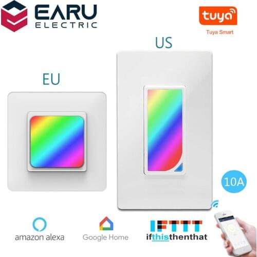 EU US WiFi Smart Wall Switch Push Button Timer Relay Switch Voice Remote Control RGB LED Night Light Lamp TUYA Alexa Google Home
