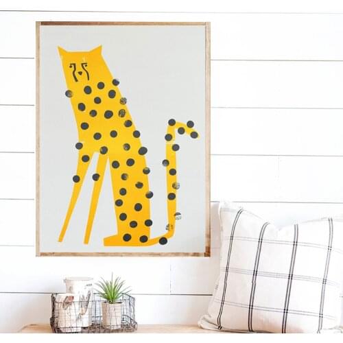 Modern Style Leopard Cats Canvas Painting Funny Minimalist Poster Weird Kitty Wildlife Animals Wall Art Decor for Living Room
