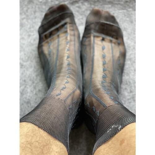 Classic Patterned Nylon Socks For Man Hot Mature