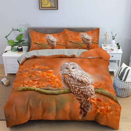 Animal Printed Duvet Cover Set Queen King Size Owl Bedding Set Quilt Cover Bedclothes With Pillow Cases Bedroom Decor