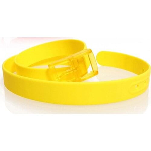 2PCS Korean Mens Yellow PU Leather Belt Anti-allergic Buckle Waistband #23594