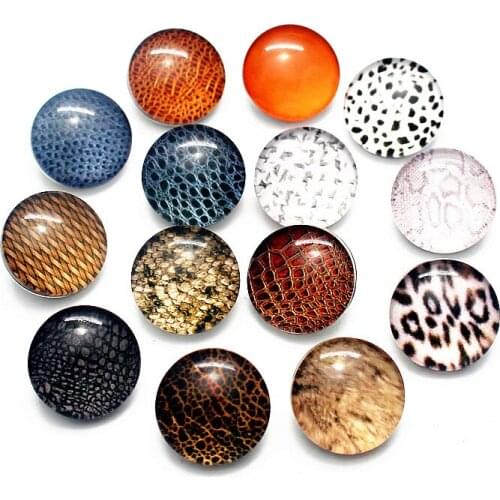 12pcs/lot glass 18mm snap buttons leopard print leather clasp snap button bracelet snap Bangles jewelry