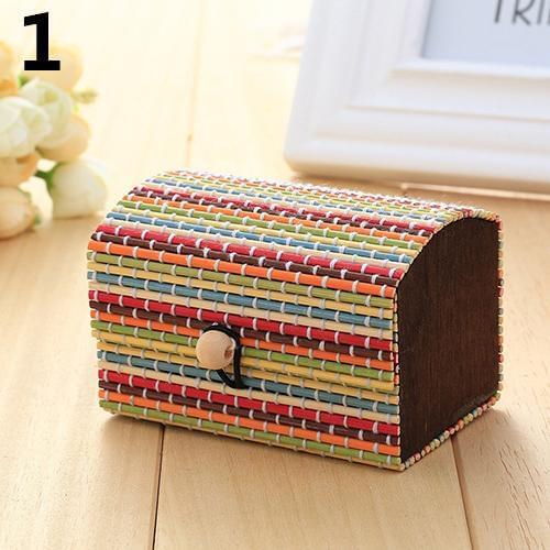 Creative Bamboo Wooden High Capacity Case Cute Jewelry Box Storage Organizer Protable Earrings Ring Multi-function Box