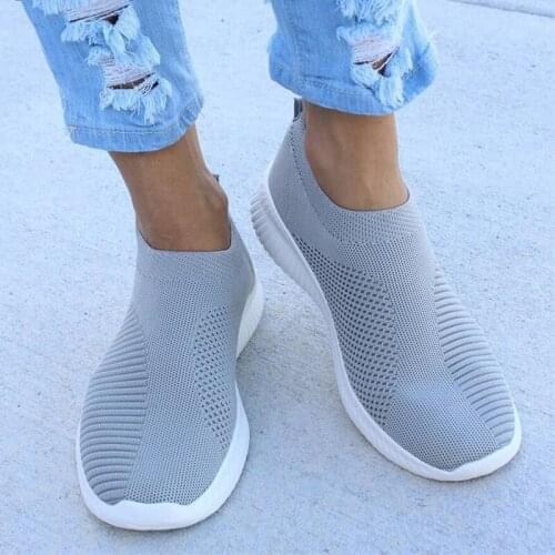 Women Shoes Women Flats Big Size Girls Air Mesh Sneakers Breathable Casual Sock Shoes Female Walking Footwear Size 35-43