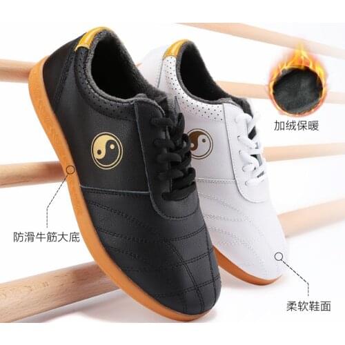 UNISEX winter warm high-grade soft cowhide tai chi training martial arts shoes wushu taijiquan shoes kung fu sneakers