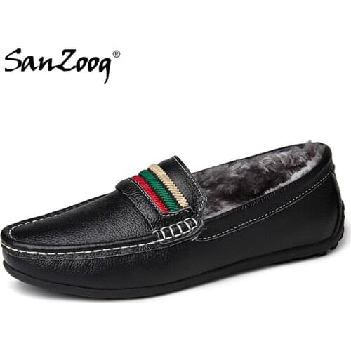 Winter Loafers Men Casual Shoes Genuine Leather Mocasines Hombre Slip-Ons Designer Loafer Mocassins Homme Trend 2020 Fashion