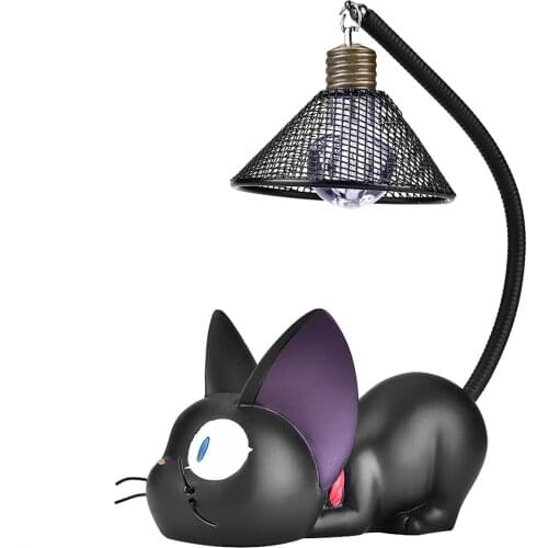 Cute Black Cat Night Light Resin Craft Desktop Lamp Room Table Decoration Gift