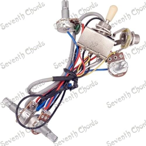 A Set Guitar Wiring Harness Prewired 2 Volumes 2 Tones 4-500K Pots 3-Way Switch Input Jack For Guitar Accessories