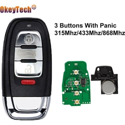 OkeyTech 3+1/4 Buttons 315/433/868MHZ Smart Remote Control Car Key Fob For Audi A4 A5 Q5 A4L A4L A6 A7 A8 RS4 RS5 S4 S5New Style