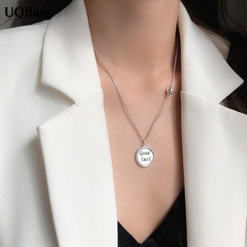 Boutique 925 Sterling Silver Jewelry Necklaces Vintage Big Round Good Luck Smiley Pendant Necklaces Jewelry Wholesale
