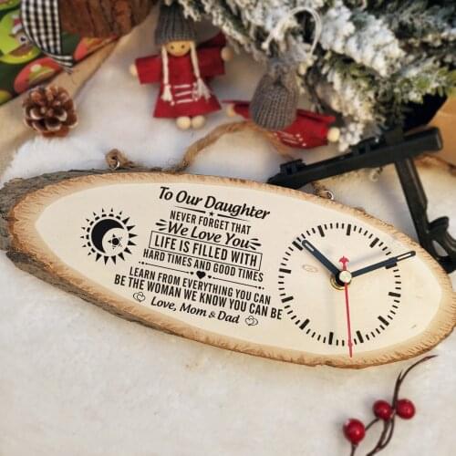 Dad Aad Mom To My Daughter Rectangular printed content of the clock as a Christmas gift Wall Clock Modern Design Wall Clock