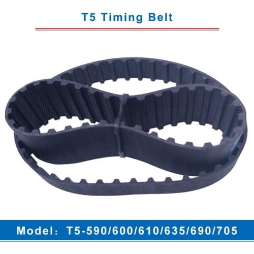 T5 Timing Belt Model T5-590/600/610/635/690/705 Rubber Belt Teeth Pitch 5mm Transmission Belt Width 10/15/20/25/30/35/40/45/50mm