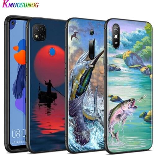 Silicone Cover Bass Fishing Lake Sunset For Xiaomi Redmi 9T 9 9C 9A 9AT 9i 8 8A 7 6 Pro 7A 6A 5 5A 4X Plus Phone Case