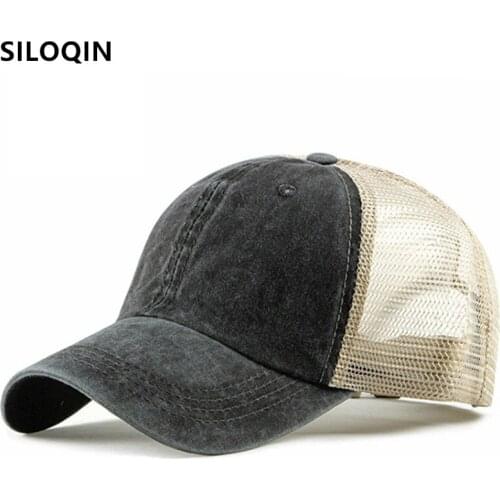 SILOQIN Multicolor Men Women Washable Cotton Baseball Caps Summer Breathable Mesh Hats Snapback Cap Adjustable Size Sports Cap