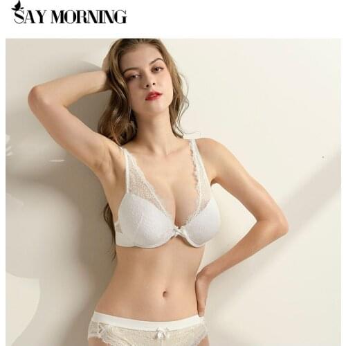 SAY MORNING 2020 women sexy lace bra set Underwire Deep V Plunge womens bra and panties set Lacy Trim Floral underwear for woman