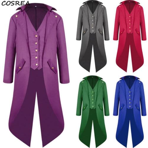Medieval Retro Men Swallowtail Dust Coat Cosplay Medium Style Steam Punk Cosplay Costumes Palace Dress Europe America Costumes