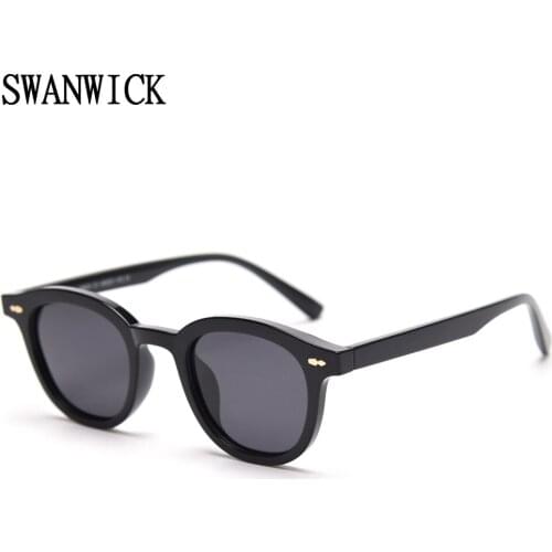 Swanwick round sunglasses multicolor lens womens polarized sun glasses TR90 frame black blue uv400 men 2021 Summer korean style