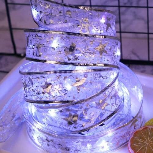 Battery Power Ribbon LED Copper Wire String Light Christmas Party Decor Wedding Valentines Curtain Decoration Props DIY Gift
