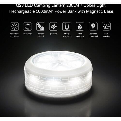 LED Camping Lantern Light Rechargeable 5000mAh Power Bank Waterproof Flashlight with Magnetic Base Remote Control for Emergency