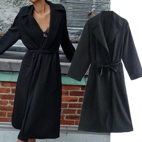 Jenny&Dave Trench Coat Women England Style Fashion Simple Winter Vintage Loose Overcoat Solid Sashes Loose Long Jacket Women