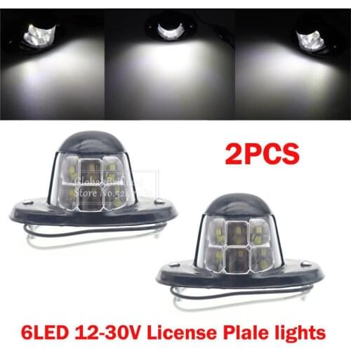 Universal 12V/24V White Universal 6 LED License Plate Light Car License Plate Lamp for Cars RV Truck Trailer Lorry Step Lamp