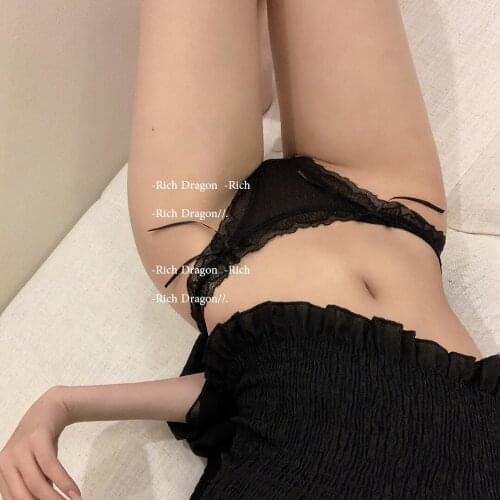Japanese sexy non-trace lace bow with graphene thin breathable briefs