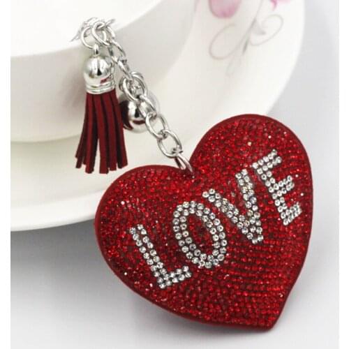 Tassel Jewelry, Velvet Material Inlaid Zircon Bag Decoration Pendant, Fashion Love Peach Heart Key Chain Supply