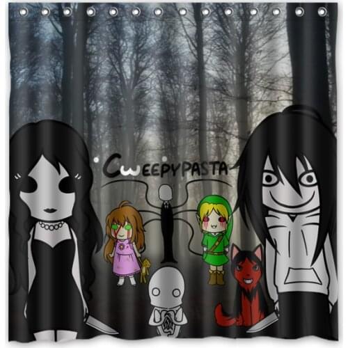Creepypasta Family Design Bathroom Shower Curtain Waterproof&Mildewproof Polyester Fabric Bath Curtains 180cm*180cm
