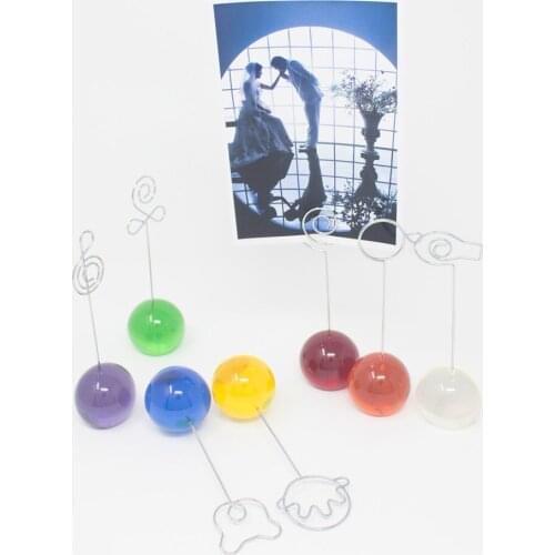Lot 5pcs Color Ball Base Craft Wire Photo Clip,Picutre Memo Holder,Round Stand Table Place Card Clamp,Wedding Favor