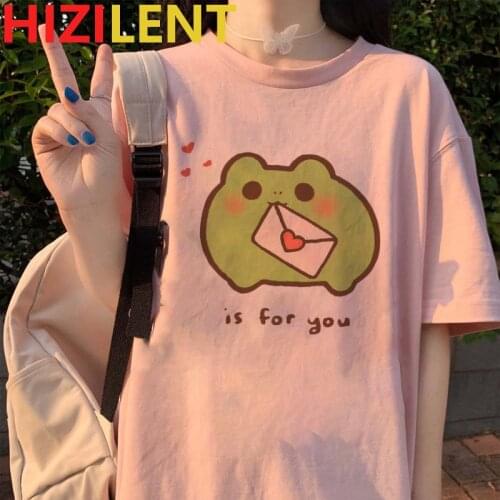 Frog t-shirt female aesthetic casual print harajuku kawaii white t shirt top tees clothes ulzzang