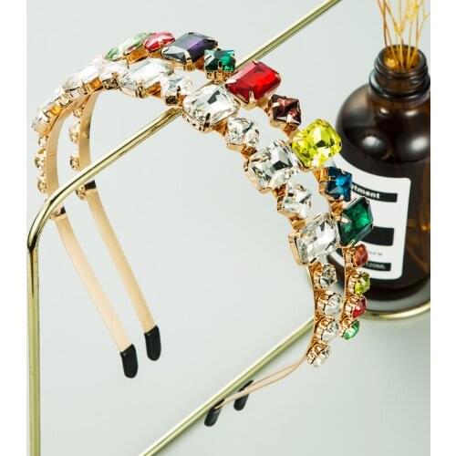 Korean Fashion Gorgeous Geometric Crystal Crystal Full Crystal Metal Hair Band Womens Fashion Street Shooting Hair Accessories