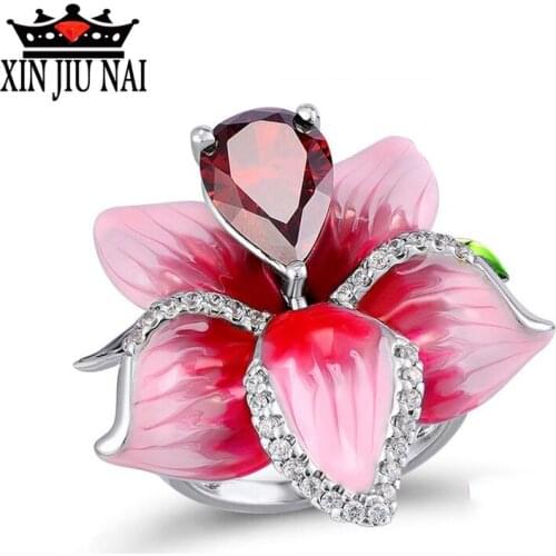 Vintage Flower Jewelry Silver Vines CZ Big Opal Rings for Women Dropshipping Bands Ring Fashion ruby amethyst Jewelry