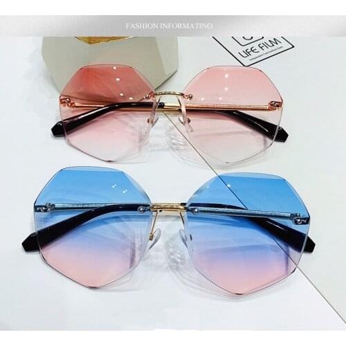 Glasses Rimless Womens Sunglasses Design Fashion Lady Sun Glasses Vintage Alloy Classic Designer Shades UV400 Eyewear