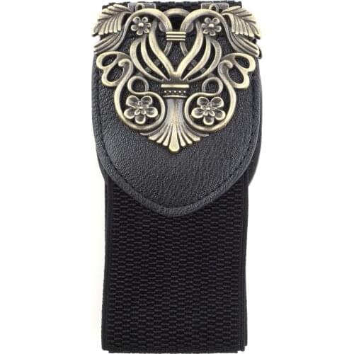 Women Retro Adjustable Flower Elastic Stretch Buckle Wide Waistband Belt Apparel Hot